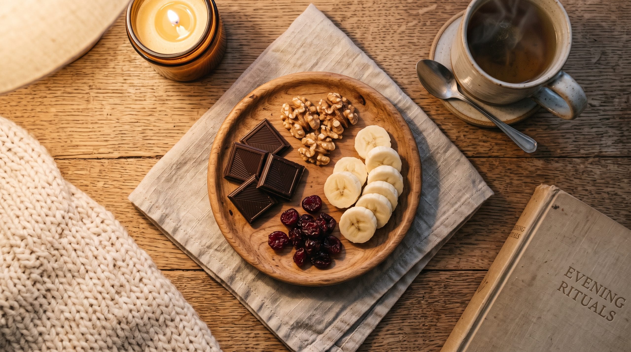 The 5-Minute Wind-Down Ritual: Easy Evening Snack Plate 4 5-minute wind-down ritual evening snack plate with dark chocolate and walnuts