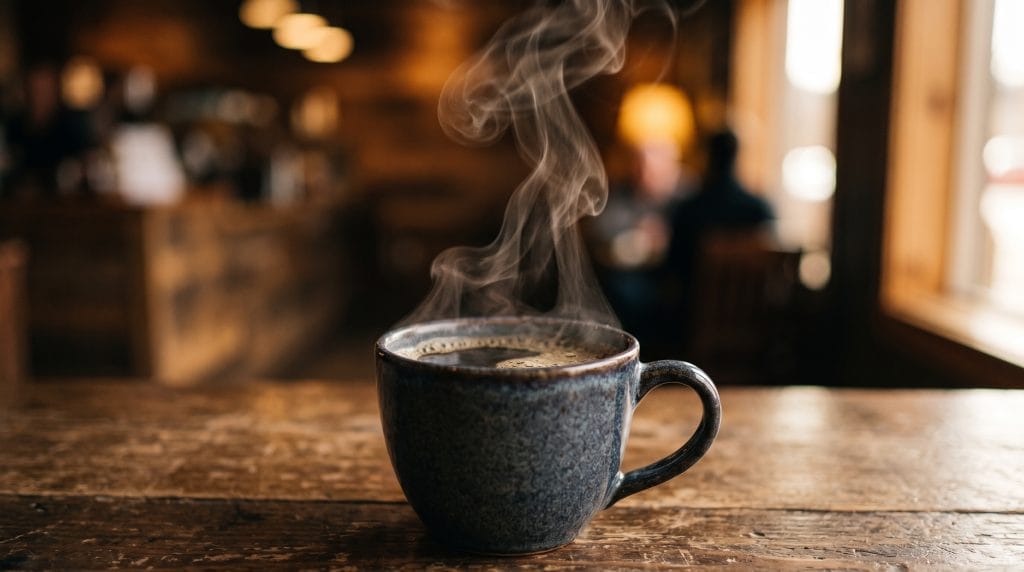 5-Minute Grounding Ritual: Easy Stress Reset Tea 7 Close-up shot of gentle waves of steam rising from a warm grounding lemon-ginger tea mug.